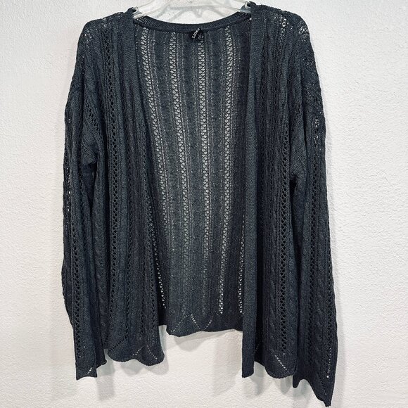I Joah Sweaters - I Joah Open Front Cardigan Sweater Loose Knit Long Sleeve Dark Gray Womens Large